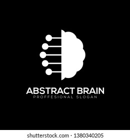 Abstract brain technology concept logo template isolated on black background