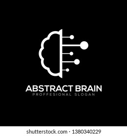 Abstract brain technology concept logo template isolated on black background