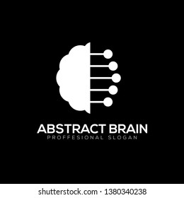 Abstract brain technology concept logo template isolated on black background