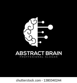 Abstract brain technology concept logo template isolated on black background