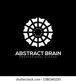 Abstract brain technology concept logo template isolated on black background
