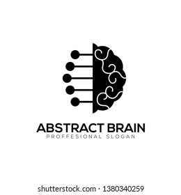 Abstract brain technology concept logo template isolated on white background