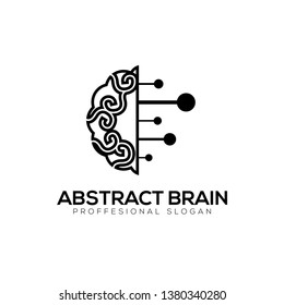 Abstract brain technology concept logo template isolated on white background