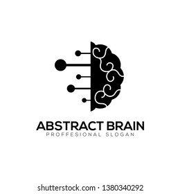 Abstract brain technology concept logo template isolated on white background