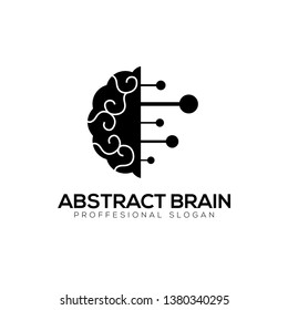 Abstract brain technology concept logo template isolated on white background
