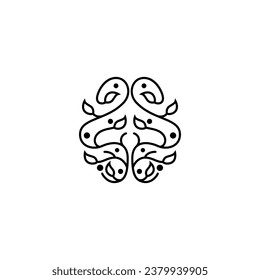 abstract brain tree logo design in line art style