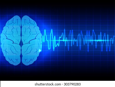 Abstract brain wave concept  on blue background technology