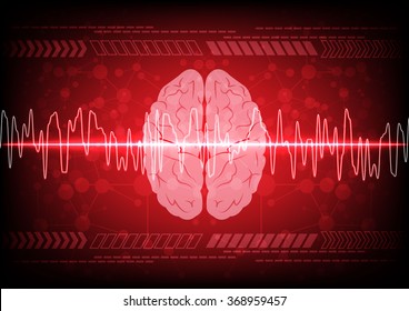 Abstract brain wave concept on blue background technology. illustration vector design