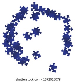 Abstract brainteaser jigsaw puzzle dark blue pieces vector background. Group of puzzle pieces isolated on white. Success abstract concept. Kids building kit pattern.