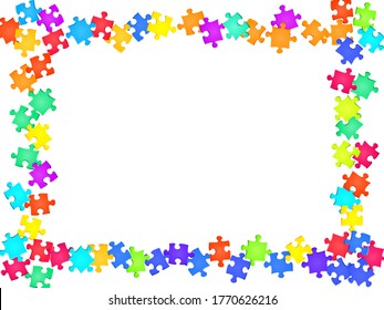 Resumen del rompecabezas rompecabezas rompecabezas colores arcoiris partes ilustración vectorial. Vista superior de piezas de rompecabezas aisladas en blanco. Desafiar el concepto abstracto. Complementos de gradiente de rompecabezas.