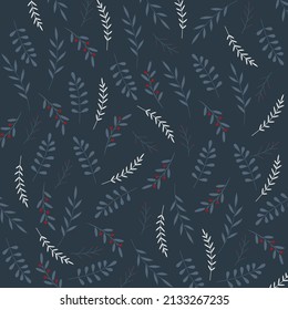 Abstract branch background with red berries - vector image