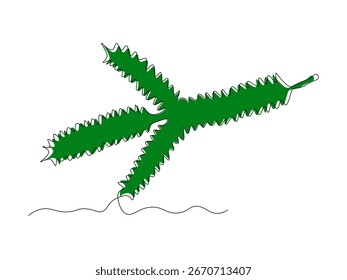Abstract branch of a Christmas tree, pine, continuous single one line art hand drawing sketch logo 