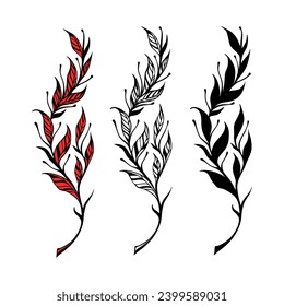 Abstract branch with leaves. Vector illustration