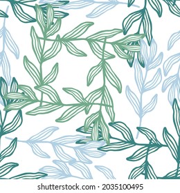 Abstract branch seamless pattern. Art leaf background. Nature wallpaper. For fabric design, textile print, wrapping, cover. Simple vector illustration.