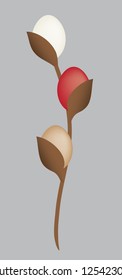 abstract branch of a  willow with eggs