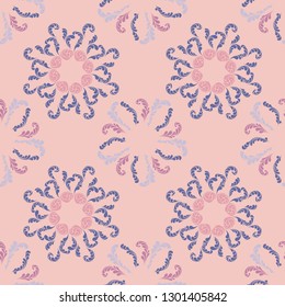 Abstract branches elegant seamless floral motif pattern, stylized flowers organic print, vector ornate background. Vintage floral stylized organic seamless textile vector with flowers and twigs.