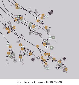 abstract branches with flowers