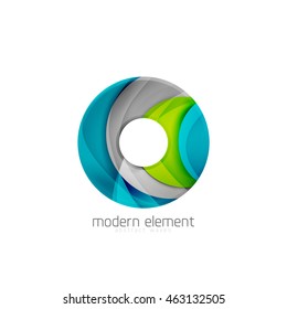 Resumen del diseño del logo de la marca en blanco. Círculo o anillo con efecto de textura de relieve audaz, patrón de onda de imitación 3d con sombras. logotipo detallado geométrico moderno