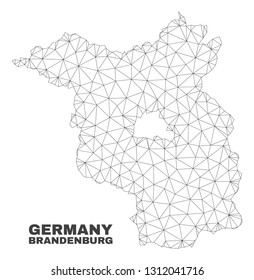 Abstract Brandenburg Land map isolated on a white background. Triangular mesh model in black color of Brandenburg Land map. Polygonal geographic scheme designed for political illustrations.