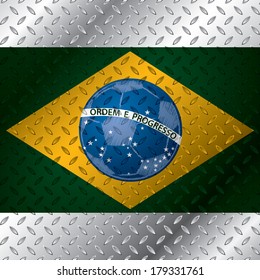 Abstract brasil flag poster on metallic plate