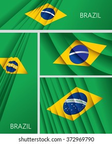 Abstract Brazil Flag, Brazilian Colors (Vector Art)