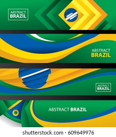 Abstract Brazil Flag, Brazilian Colors (Vector Art)