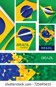 Abstract Brazil Flag, Brazilian Polygon Art (Vector Art)