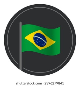 Resumen: Icono plano de la bandera de Brasil en círculo aislado de fondo blanco