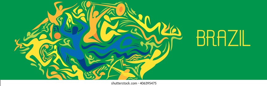 Abstract Brazil Flag, Sport Event (Vector Art)