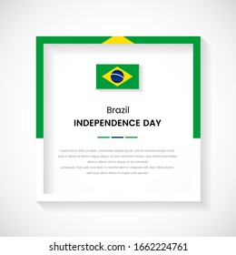 Abstract Brazil flag square frame stock illustration. Classic country frame with text for Independence day of Brazil.