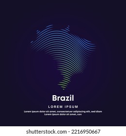 Abstract Brazil map in a linear style. Vector logo Brazil  map color silhouette on a dark background. Brazil map vector template suitable for organization, company, or community. EPS 10