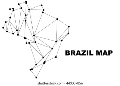 Abstract Brazil map lines connection. Vector illustration