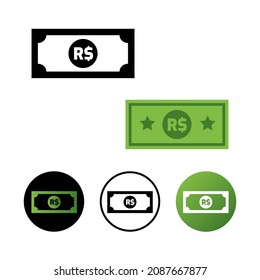 Abstract Brazil Real Banknote Icon Illustration
