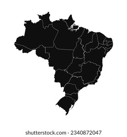 Abstract Brazil Silhouette Detailed Map, can be used for business designs, presentation designs or any suitable designs.