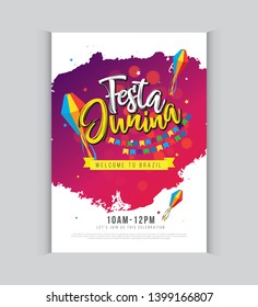 Abstract Brazilian Festival Festa Junina Poster Design Layout template A4 Size