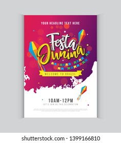 Abstract Brazilian Festival Festa Junina Poster Design Layout template A4 Size