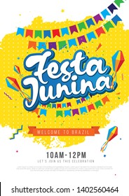 Abstract Brazilian Festival Festa Junina Poster Design Layout template A4 Size
