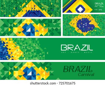 Abstract Brazilian Flag, Brazil (Vector Art)