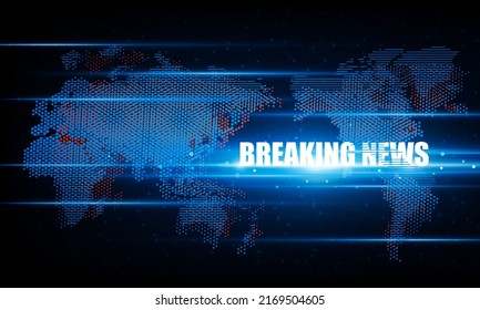 Abstract Breaking news Light out technology background Hitech communication concept innovation send for planet earth with sunrise and technology network effect of anaglyph and TV interference
