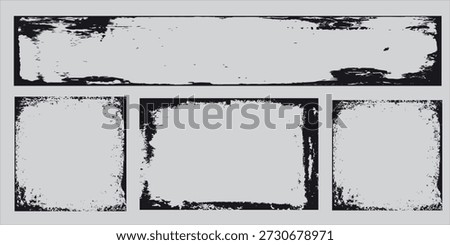 Abstract brick style grunge texture. Rough rectangular blocks with distressed black ink effect