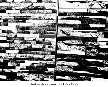 Abstract brick wall pattern grunge surface distressed monochrome artistic vector background and texture. 
