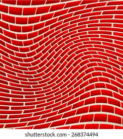 Abstract Brick Wall Texture with Rotating, Swirling Distortion Effect. Eps 10 Vector Background