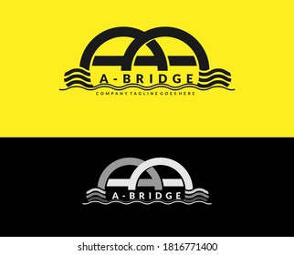 abstract bridge initial A in hidden space of letter B as a logo design template emblem symbol	