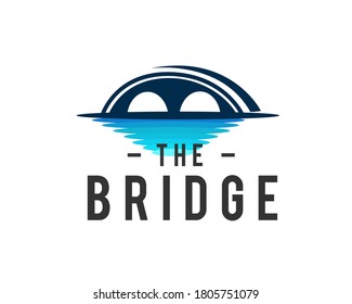 abstract bridge logo with water river design inspiration