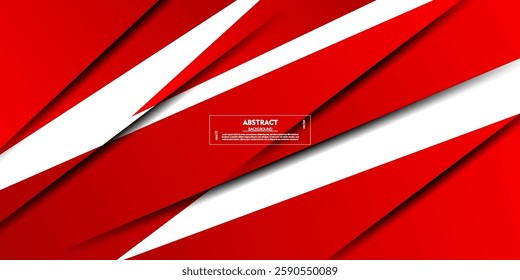 Abstract bright 3D background. Overlapping red shapes and lines pattern. Trendy concept on white background. Vector Eps10