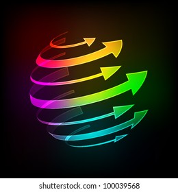 Abstract Bright arrows icon on a dark background. Vector illustration. Eps10