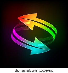 Abstract Bright arrows icon on a dark background. Vector illustration. Eps10