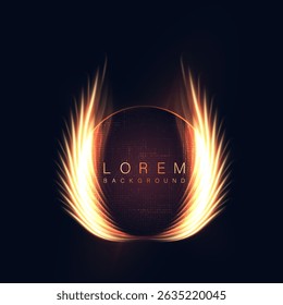 Abstrakter heller Hintergrund. Kreis mit feurigen Flügeln für Werbung, Banner und Benutzeroberflächen.