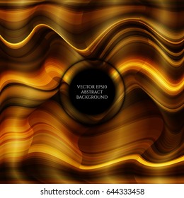 Abstract bright background of distorted wave forms. Shades of gold. Space for text.