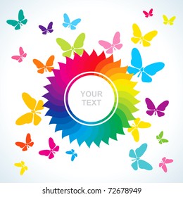 Abstract bright background with flower and butterflies